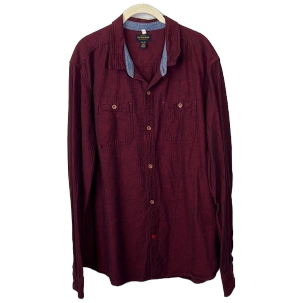 CPO Provisions Red Burgundy Casual Button Down Top Size XL